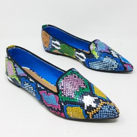 New! Multi Snake Pointy Toe Flats - Picture 4 of 8
